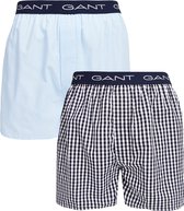 GANT 2P wijde boxershorts gingham stripe blauw - XL