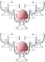 Vivalto IJcoupes/IJsjes/Dessert serveer schaaltjes - set 12x stuks - glas - 290 ml - op voet - D9 cm/H10 cm