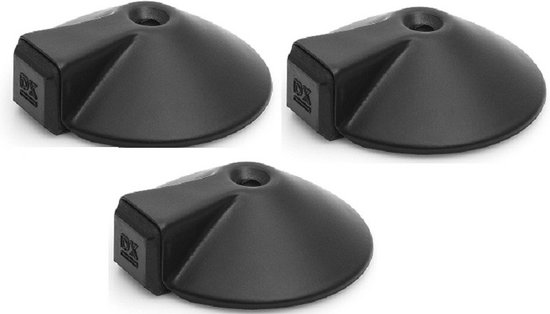 Dulimex Butée de porte/tampon de porte - 3x - D85mm - avec vis - acier inoxydable - noir - montage au sol