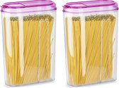 Plasticforte Shaker pour récipients alimentaires - 2x - rose - 1500 ml - plastique - pots de conservation