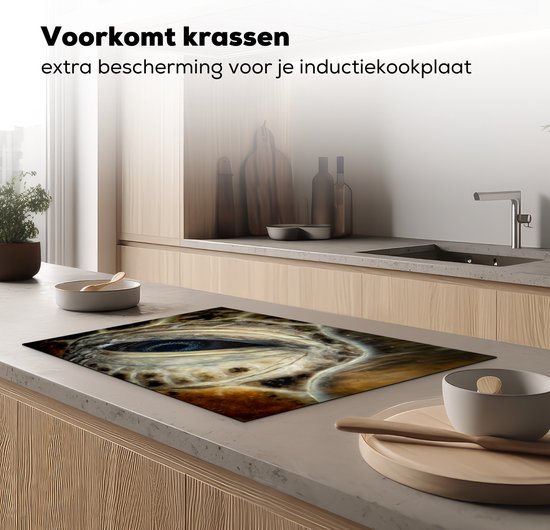 KitchenYeah® Inductie beschermer 78x52 cm - Close-up karetschildpaddenoog - Kookplaataccessoires - Afdekplaat voor kookplaat - Inductiebeschermer - Inductiemat - Inductieplaat mat