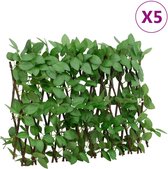 vidaXL - Kunstplant - klimop - op - latwerk - 5 - st - uittrekbaar - 180x30 - cm - groen