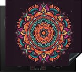 KitchenYeah® Inductie beschermer 57.6x51.6 cm - Mandala - Bloemen - Hippie - Boho - Oranje - Kookplaataccessoires - Afdekplaat voor kookplaat - Inductiebeschermer - Inductiemat - Inductieplaat mat