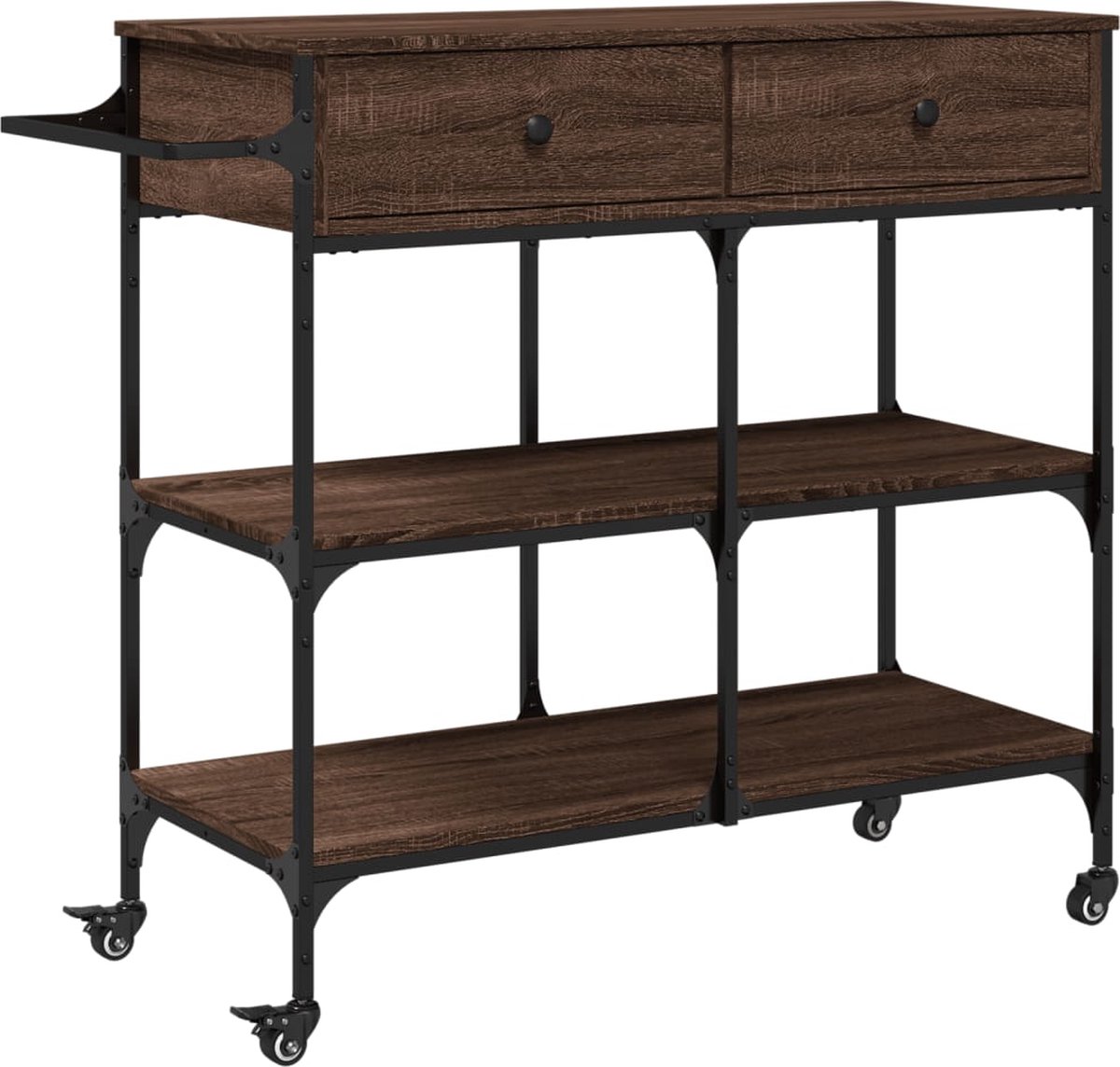 vidaXL - Keukentrolley - 105x42x95 - cm - bewerkt - hout - bruin - eikenkleurig