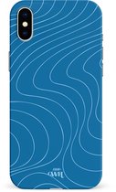 xoxo Wildhearts Catching Flights Blue - Double Layer - Hoesje geschikt voor iPhone X/XS case - Siliconen hoesje met golven print - Hardcover - Beschermhoes - Optimale bescherming - Blauw