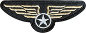 Air Force Wings Military Embleem Strijk Patch 11.3 cm / 4.5 cm / Zwart Goud Wit