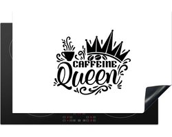 KitchenYeah® Inductie beschermer 81.6x52.7 cm - Caffeine queen - Vrouwen - Quotes - Spreuken - Kookplaataccessoires - Afdekplaat voor kookplaat - Inductiebeschermer - Inductiemat - Inductieplaat mat