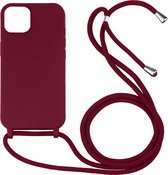 Hoesje geschikt voor iPhone 15 Pro - Backcover - Koord - Softcase - Flexibel - TPU - Rood