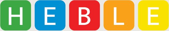 Blocs carrés avec les lettres H, E, B, L, E en vert, bleu, rouge, orange et jaune.