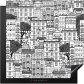 KitchenYeah® Inductie beschermer 78x78 cm - Patroon - Huizen - Steden - Kookplaataccessoires - Afdekplaat voor kookplaat - Inductiebeschermer - Inductiemat - Inductieplaat mat