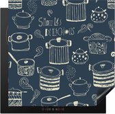 KitchenYeah® Inductie beschermer 78x78 cm - Patroon - Pannen - Koken - Kookplaataccessoires - Afdekplaat voor kookplaat - Inductiebeschermer - Inductiemat - Inductieplaat mat