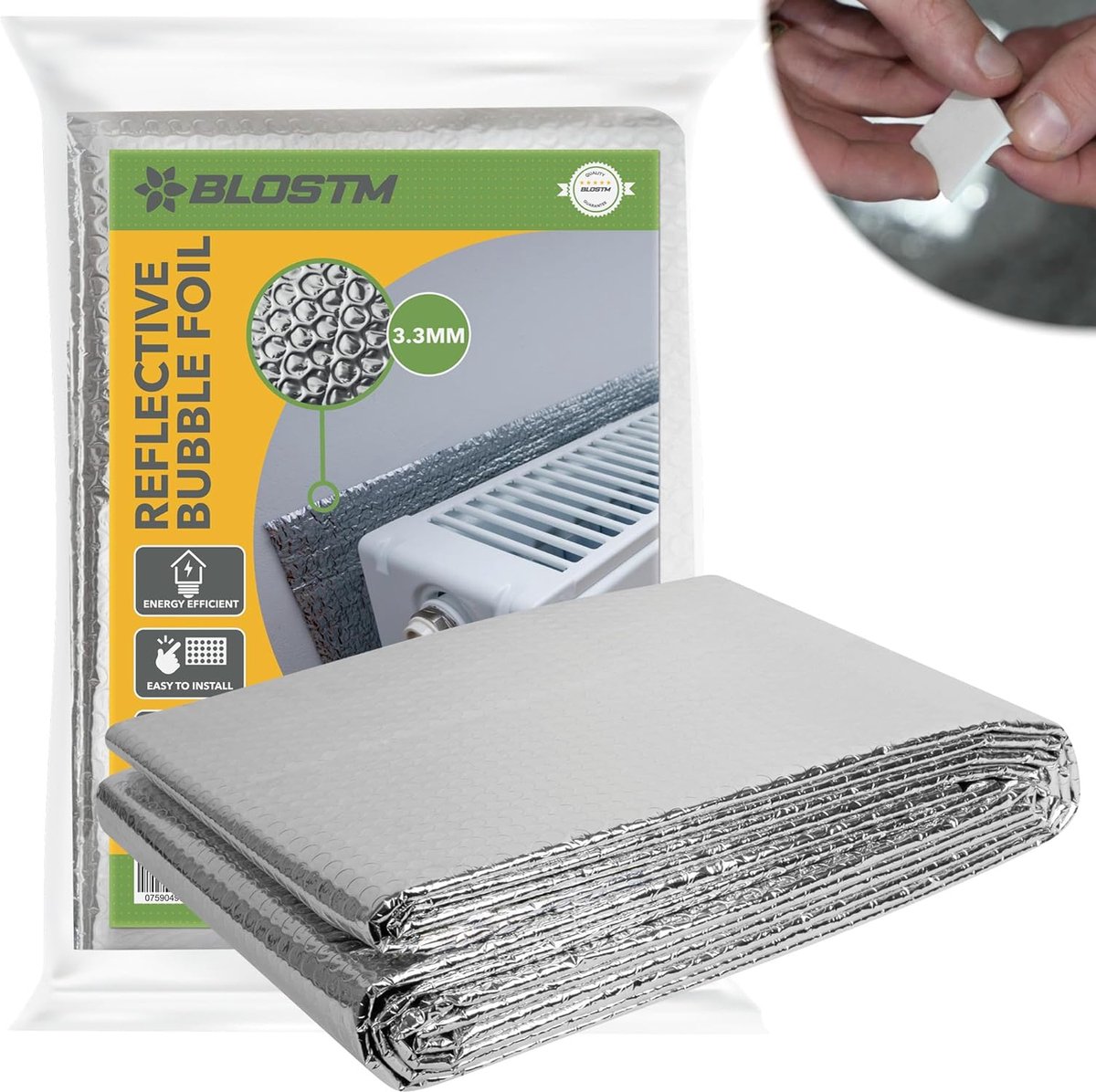 Radiator reflectiefolie voor verwarming, 5 m x 60 cm, isolatiefolie voor verwarming, 3,6 mm dikke isolatie, zelfklevend, bespaart energie en geld, isolatie achter radiator, verwarmingsfolie,