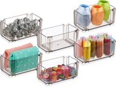 Organisateur de tiroirs Relaxdays, set de 6 pièces - contenants en plastique empilables - boîte de tri - bureau