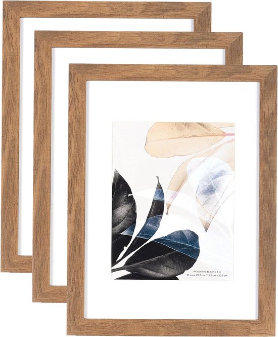 Fotolijst A4, houtkleur, plexiglas, posterlijst, fotolijst, set