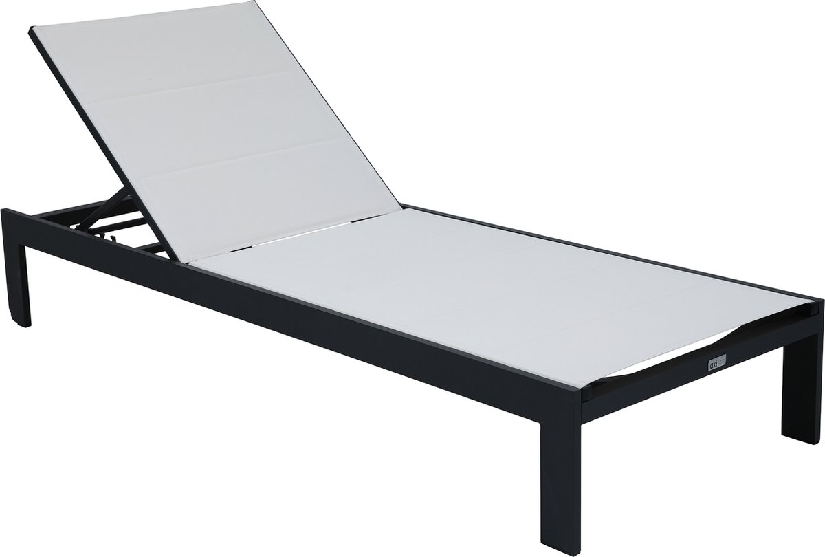 Axi Elio Ligbed In Antraciet / Crème Lounger Met Aluminium Frame Verstelbaar