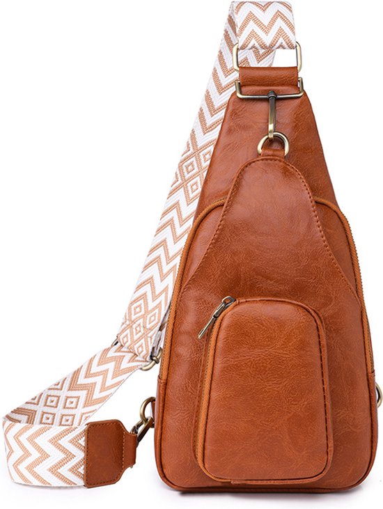 Somstyle Sling Bag Crossbody Tas Dames Heren Nektasje Schoudertas Bruin bol