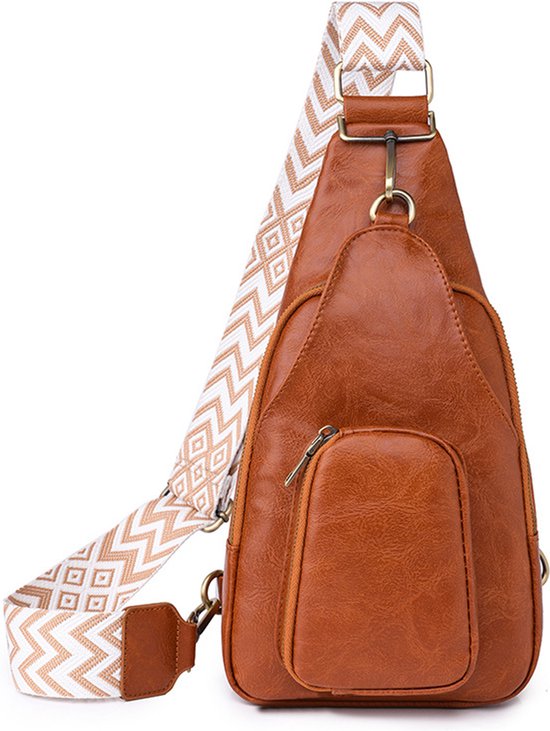 Somstyle Sling Bag - Crossbody Tas Dames & Heren - Nektasje - Schoudertas - Bruin