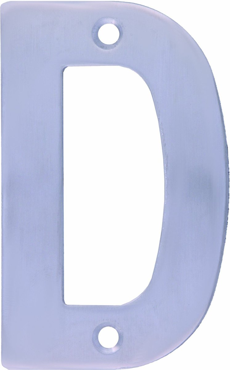 AMIG Huisnummer/letter D - massief Inox RVS - 10cm - incl. bijpassende schroeven - zilver