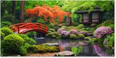 Schuttingposter Japanse tuin - Natuur - Bomen - Planten - Japan - 200x100 cm - Tuindoek