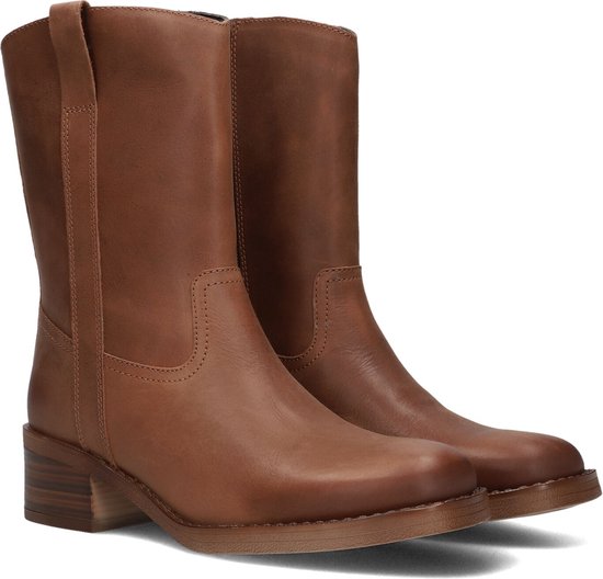 PS Poelman Esmee Enkelboots - Enkellaarsjes - Dames - Cognac - Maat 39