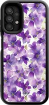 Coque Casimoda® - Convient pour Samsung Galaxy A13 4G - Floral Violet - Backcover en TPU Zwart - Fleurs - Violet