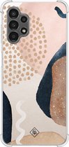 Casimoda® hoesje - Geschikt voor Samsung Galaxy A13 4G - Abstract Dots - Shockproof case - Extra sterk - TPU/polycarbonaat - Bruin/beige, Transparant