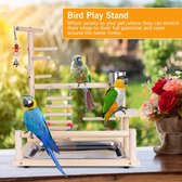 Papegaaien vogel houten speelstandaard, vogelkooi speeltuin speeltuin gym parkiet box ladder met voerbeker en dienblad, vogelspeelgoed schommel oefening speelgoed
