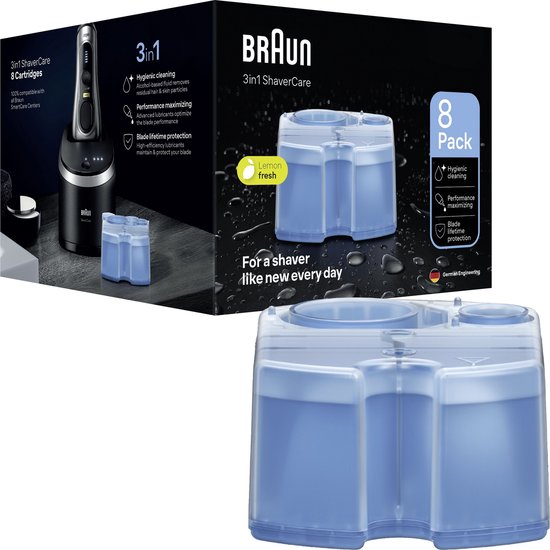 Pack de 8 cartouches Braun 3-in-1 ShaverCare et SmartCare Center. Parfum citron.
