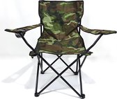 Campingstoel - Strandstoel - Vissersstoel - Visstoel - Rugleuning - Opvouwbare stoel - Leger-camouflage - Middel