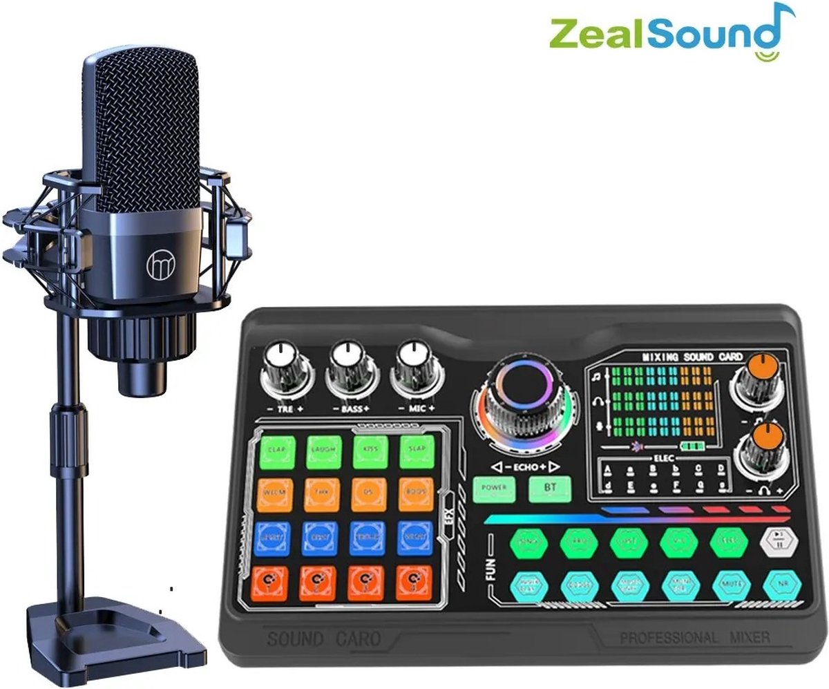 Zealsound Microfoon - Voor - Podcast - Professionele - Soundcard Kit - Pc - Smartphone - Laptop - Livestreaming - Youtube - Twitch - Facebook - ZealSound