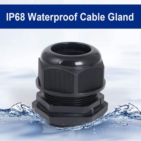 30pcs Kabelwartel, PG13.5 Kunststof IP68 Waterdicht Verstelbare 6.0-12mm Kabelwartelverbinding met Pakkingen, M20×1.5 Draadconnector, Draadbeschermer(Zwart) van Chudian — afbeelding 4