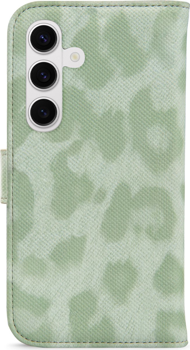My Style Telefoonhoesje geschikt voor Samsung Galaxy S24 Plus Hoesje | My Style Flex Wallet Bookcase Portemonnee | Pasjeshouder voor 3 Pasjes | Telefoonhoesje voor Pinpas / OV Kaart / Rijbewijs - Green Leopard | Groen