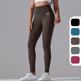 UNA - Sportlegging dames - Sportkleding dames - Sportbroek dames - Yoga Kleding Dames - Squat proof - High waist - Shapewear - Bruin Maat M