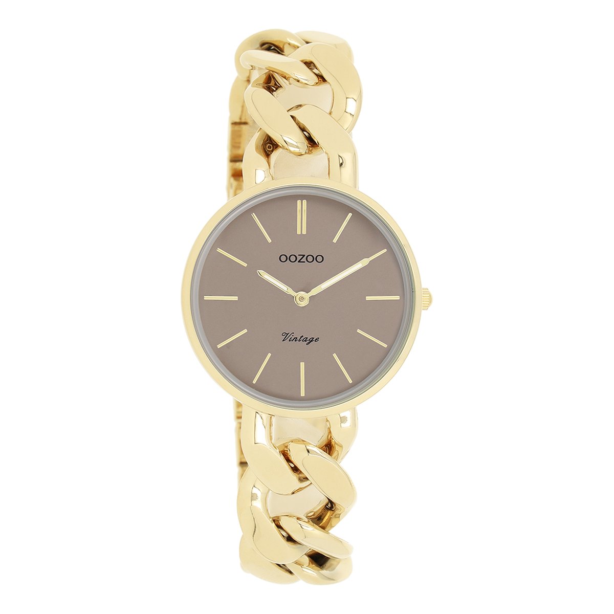 Goudkleurige OOZOO horloge met goudkleurige grove schakelarmband - C20358
