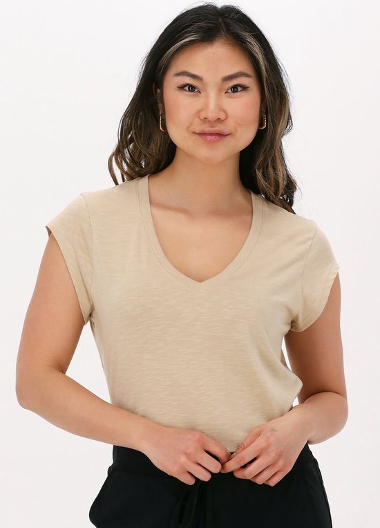 CC Heart Basic V-neck Tshirt Tops & T-shirts Dames - Shirt - Zand - Maat L