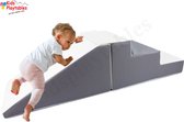 Midi glijbaan Grijs-Wit, Zachte Soft Play Foam Blokken 2-delige set | grote speelblokken | motoriek baby speelgoed | foamblokken | reuze bouwblokken | Soft play peuter speelgoed | schuimblokken