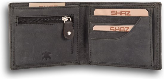 Zwarte Herenportemonnee in Echt Leer - RFID Anti-Skim - Buffelleer - 12x9x2 cm - Perfect Cadeau voor Mannen