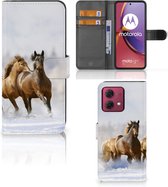 GSM Hoesje Geschikt voor Motorola Moto G84 Wallet Book Case Paarden