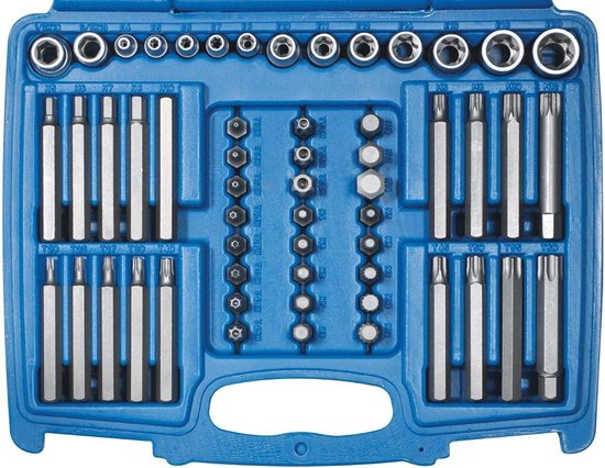 Jeu d'embouts et de douilles SW-Stahl 56 pièces, T, E, XZN, six pans 3/8 et 1/2 pouce, 04475L
