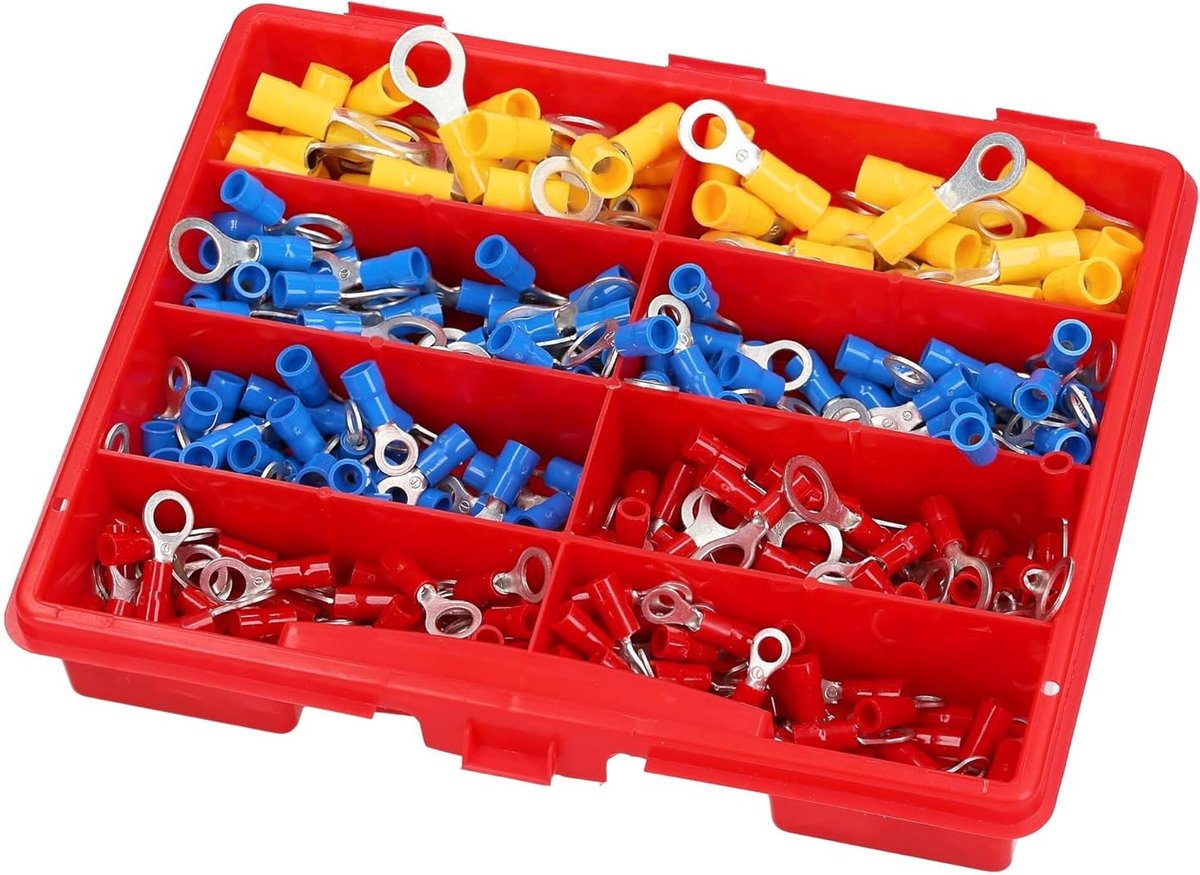 360 stuks Kalitec ringkabelschoenset geïsoleerd 0,25-6 mm² I kabelschoenset I assortiment krimpverbinders I knelkabelschoenen I kabelverbinders