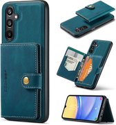 CaseMe - Telefoonhoesje geschikt voor Samsung Galaxy A15 - Back Cover - Met Magnetische Pasjeshouder - Blauw