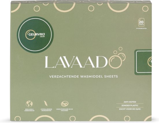 Lavaado® 5-in-1 Wassheets - Neutraal - 20 pack - 40 Wasbeurten