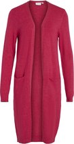 Vila Vest Viril Long L/s Knit Cardigan - Noo 14042770 Cerise/dark Melan Dames Maat - S