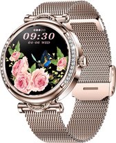 Valante PulseX Smartwatch - Smartwatch Dames - Rosé goud staal - 41 mm - Stappenteller - Hartslagmeter - Bloeddrukmeter - Bellen via Bluetooth