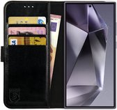 Rosso Element Book Case Wallet Hoesje Geschikt voor Samsung Galaxy S24 Ultra | Portemonnee | 3 Pasjes | Magneetsluiting | Stand Functie | Zwart