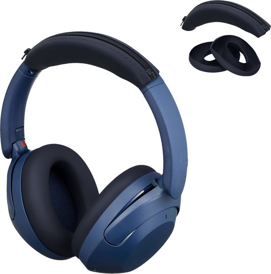 kwmobile siliconen cover voor koptelefoon - geschikt voor Sony WH-XB910N - Voor band en oorpads - 3x in donkerblauw