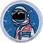 Astronaut Strijk Embleem Patch Rond 4.9 cm / 4.9 cm / Blauw Wit