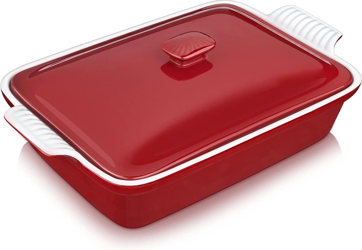 Taartvorm Rechthoekige bakvormen met deksel 1 braadpanvorm, kersenrood, 3260 ml
