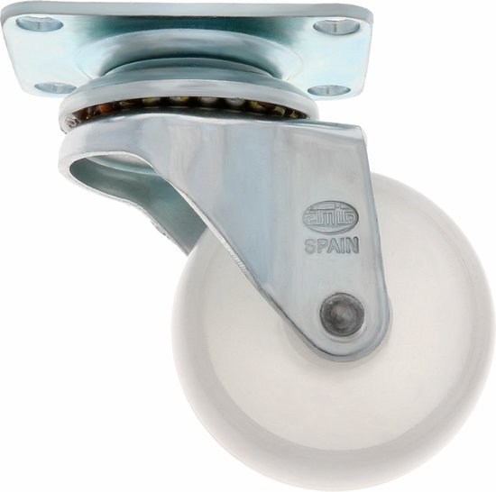 AMIG roulette pivotante/roue de transport - 4x - D40mm - polyamide - capacité de charge 30kg - blanc