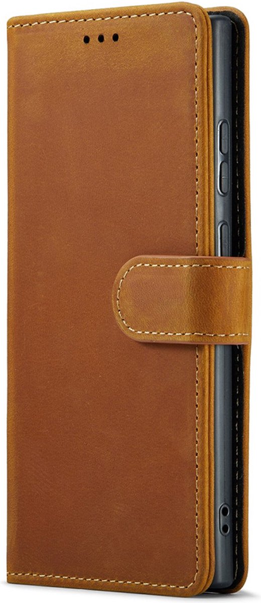 CaseMania Bookcase hoesje geschikt voor Samsung Galaxy S24 Ultra - Effen Cognac - Leer